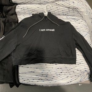 I am unwell cropped hoodie